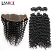 9A Lace Frontal Closure With 3 Bundles Indian Curly Virgin Human Hair Weave 4Pcs Lot Unprocessed Indian Deep Curly Hair Extensions