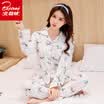Arctic velvet cotton pajamas womens four seasons home service can be worn outside long-sleeved cardigan cotton casual home service suit B541102312-8 cute cactus L