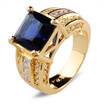 Aiyaya 12kt Yellow Gold Plated Cushion-cut Blue Sapphire High Quality Crystal Band Rings For Womens