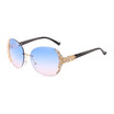 SHAUNA Spring Summer Styles Crystal Decoration Oversize Rimless Women Round Sunglasses Fashion Ladies Gradient Lens Shades UV400