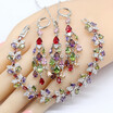 Multi Color Topaz Silver Color Bridal Jewelry Sets For Women Earrings Necklace Pendant Bracelet