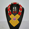 Red&White Crystal Beads Necklace Set For Women Bib Style Nigerian Wedding Bridal Costume Jewelry Set Party Accessories