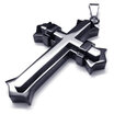 Hpolw 316L Stainless Steel Mens Religious Christian Jesus Cross Unique Design Necklace Pendant - Black & Silver 18-28 inches