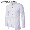 MenS Shirts 2018 Long-Sleeved Casual Fake Two Pieces Chemise Homme Solid Arrival Dress High Quality MenS Shirts XXL