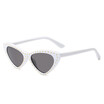 SHAUNA Fashion Small Beads Decoration Women Cat Eye Sunglasses UV400