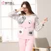 Urban beauty pajamas female cute cartoon ladies home service autumn&winter warm long sleeve suit coral velvet pajamas 1H7108 light pink L
