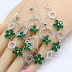 Green Red Semi-precious 925 Silver Jewelry Sets For Women Daily Earrings Bracelet Rings Necklace Pendant