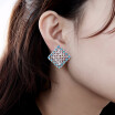 Women Crystal Clip Earrings for Women Round Silver Earrings with Stones Ear Clip Earrings without Piercing