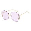 SHAUNA Oversize Irregular Women Rimless Sunglasses Unique Men Clear Purple Lens Glasses UV400