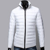 Mens Fashion Pure Color Stand Collar Long Sleeve Breathable Casual Zipper Cotton-Padded Jacket