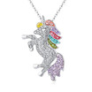 New popular unicorn diamond necklace enamel pony pendant ornaments
