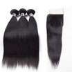 Amazing Star Straight Hair Bundles with Closure Brazilian Virgin Hair Straight Hair with Closure with Baby Hair Soft&Bouncy