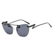 SHAUNA Unique Pin Sharp Bridge Women Rimless Cat Eye Sunglasses Fashion Men Transparent Pink Lens Shades UV400
