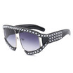 SHAUNA Venetian Pearl Decoration Oversize Women Sunglasses Fashion Men Red Lens Shades UV400