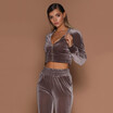 Fashion long-sleeved Hoodies suit female autumn&winter new warm gold velvet zipper two-piece set sports trousers pencil pant