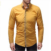 2018 new best selling mens shirts double-layer collar door edging mens casual slim long-sleeved shirt solid color long-sleeved