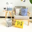 Shouyou large cartoon storage bucket home collapsible hamper cotton linen art storage basket JD-SN-26
