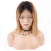 HCDIVA T1B27 Brazilian Human Hair Ombre BOB Wigs Straight Hair 2 Tone Dark Roots Colored Hair 130 Density 8-14 Inch