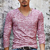 Mens New Fashion Printed Cotton-Blends Long Sleeved V-Neck Casual T-shirts