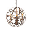 Baycheer HL430693 Aged Brass 4 Light Candle Chandelier with Globe Shade in Rustic Iron Style