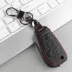 Huashi Audi Funda para llaves Audi Q5A3A4LA6LQ3Q7S5S6 Funda para llaves de cuero Audi Refit Bolsa para llaves especial Accesorios para autos Plegable tres botones - Negro