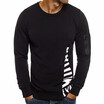 Mens Fashion Cotton Letter Printing Round Neck Pullover Long Sleeve Slim T-Shirt