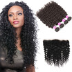 Unprocessed Malaysian Virgin Human Hair Deep Wave Bundles with Free Part Lace Frontal Wholesale Cheap Virgin Bundles With Frontal