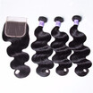 UNice Hair Kysiss Virgin Human Hair Bundles with Closure Free Part Brazilian Hair Weave Body Wave 3 Bundles with Closure 8-30