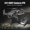 Dongmingtuo X12 720P Wide Angle Camera WiFi FPV Drone Altitude Hold RC Quadcopter w Three Batteries