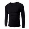 Summer Spring Simple Shirt Long-sleeved Round Neck Mens Casual Slim Pure Color T-shirt