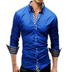 Patchwork Stand Collar Slim Mens Shirt