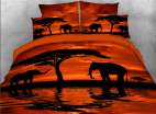 3D Elephants at the Waterfront Dusk Scenery 4-Piece Bedding SetsDuvet Covers