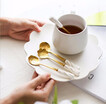 OLOEY stainless steel ceramic handle coffee stirred spoon Mark flower petal spoon