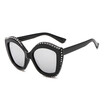 SHAUNA Crystal Decoration Lip Sharp Women Cat Eye Sunglasses Oversize Ladies GradientClear Lens Shades UV400