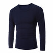 Summer Spring Simple Shirt Long-sleeved Round Neck Mens Casual Slim Pure Color T-shirt