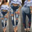 Womens Leggings Ladies Stretch Faded Ripped Slim Fit Skinny Denim Jeans Pants CA