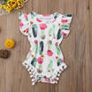 Newborn Infant Baby Girl Print Ruffle Romper Jumpsuit Bodysuit Clothes Outfit