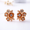 Free shipping Fashion earrings jewelry rose gold color Austrian crystals women rose ear clip wedding gift jewelry