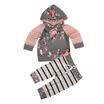 Newborn Baby Girls Floral Hooded Tops Striped Pants Leggings Outfits Clothes Set