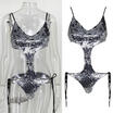 UK Womens Sequin Triangle Bra Bikini Set Push Up Beach Swimwear Bathing Swimsuit