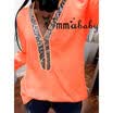 Plus Size Ladies Womens Loose Casual V-Neck Long Sleeve T Shirt Tops Blouse Tee