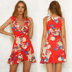 Boho Womens Holiday V Neck Frilled Mini Casual Summer Beach Floral Party Sunress