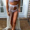 Womens Glitter Crochet Lace Swimwear Summer Beach Dress Bikini Cover Up Dress E