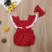 Newborn Infant Baby Girls Laces Romper Bodysuit Jumpsuit Headband Outfits XMAS