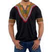 New Mens African Print Dashiki T-Shirt Top V neck Short Sleeve Casual Blouse