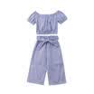 UK Toddler Kids Baby Girl Striped Tops Wide Leg Pants Outfits Leggings 2Pcs Set