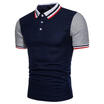 Stylish Men Slim Fit POLO Shirts Color Block Short Sleeve Casual T-shirt Tee Top