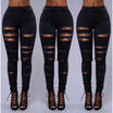 Women Denim Skinny Ripped Pants High Waist Stretch Jeans Long Pencil Trousers AU