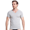 Seven wolves men&39s pure color cotton short-sleeved T-shirt men&39s V-neck bottoming shirt summer sports 98714 light gray gray XL