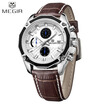 MEGIR Mens Genuine Leather Strap Sports Quartz Analog Wrist Watch Calendar T7N8